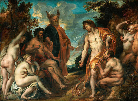 The Musical Contest between Apollo and Pan Print by Jacob Jordaens