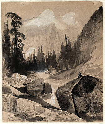 The North Dome Yosemite California Print by Thomas Moran