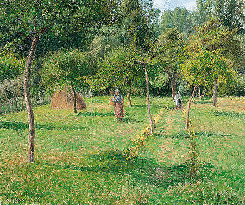 The Orchard At Eragny Print by Camille Pissarro