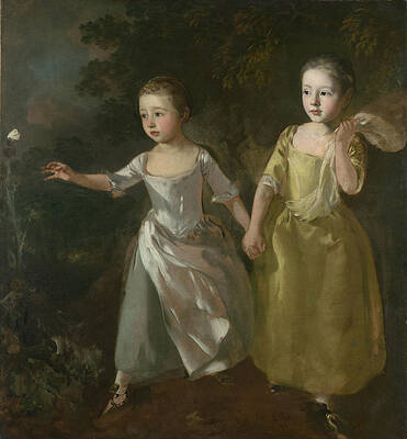 The Painter's Daughters chasing a Butterfly Print by Thomas Gainsborough