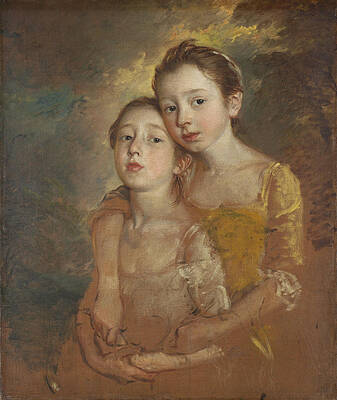 The Painters Daughters with a Cat Print by Thomas Gainsborough