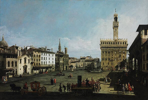 The Piazza della Signoria in Florence Print by Bernardo Bellotto