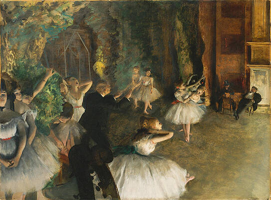 The Rehearsal of the Ballet Onstage Print by Edgar Degas
