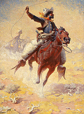 The Roping Print by William Robinson Leigh