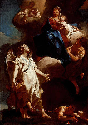 The Virgin Appearing to the Guardian Angel Print by Giovanni Battista Piazzetta