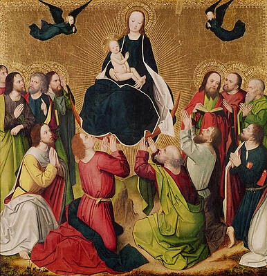 Wall Art - Photograph - The Virgin In Glory With The Apostles, Central Panel Of A Triptych, Late 15th Century Panel by Master of the Lyversberg Passion