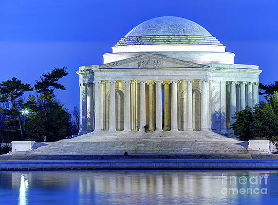 Wall Art - Photograph - Thomas Jefferson Memorial at Night Reflected in Tidal Basin by Gary Whitton