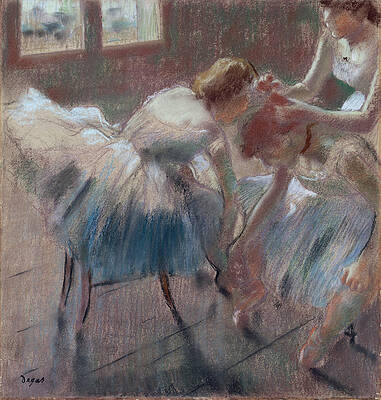 Three Dancers Preparing for Class Print by Edgar Degas