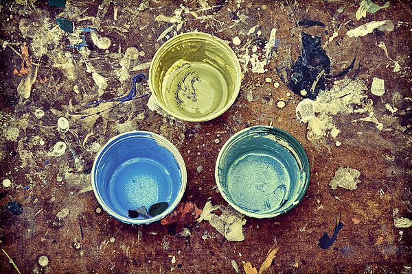 Wall Art - Photograph - Three Empty Paint Cups by Gary Slawsky