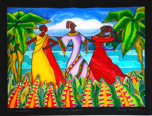 The Village Market  Art Cameroon African Paintings