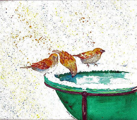 Three Sparrows in Winter by Maureen Moore Three Sparrows in Winter by Maureen Moore