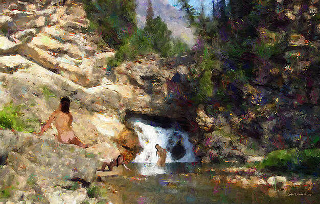Three Swimmers at Waterfall Pool by Jon David