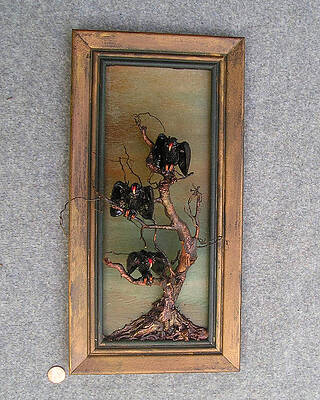 Wall Art - Mixed Media - Three Vultures in a Tree by Roger Swezey
