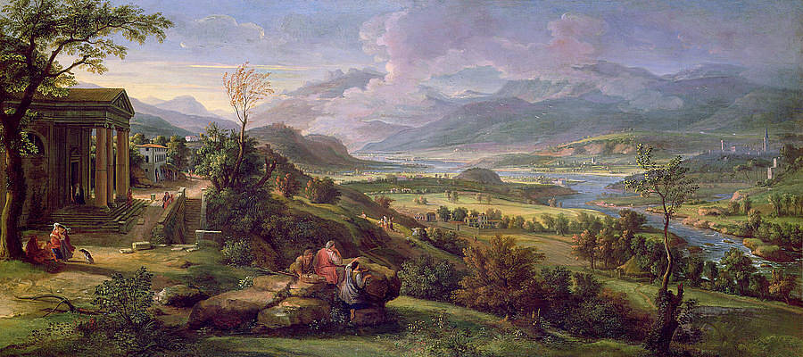 Wall Art - Photograph - Tiber Valley Oil On Panel by Luigi Vanvitelli