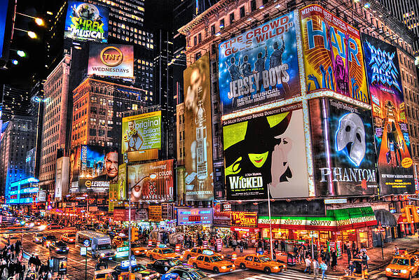 A rainy day in Times Square, New York City, 1943 Wall Art, Canvas Prints,  Framed Prints, Wall Peels