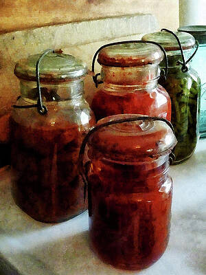Wall Art - Photograph - Tomatoes and String Beans in Canning Jars by Susan Savad