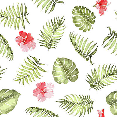 Wall Art - Digital Art - Topical Palm Leaves Pattern by Kotkoa