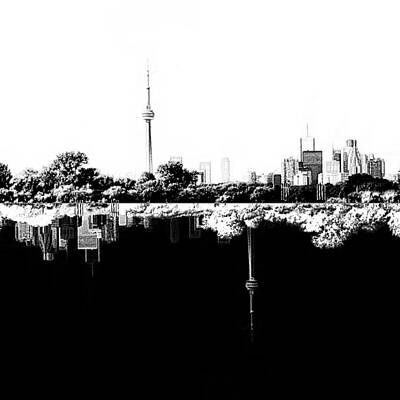 Wall Art - Digital Art - Toronto Reflection Day and Night by Natasha Marco