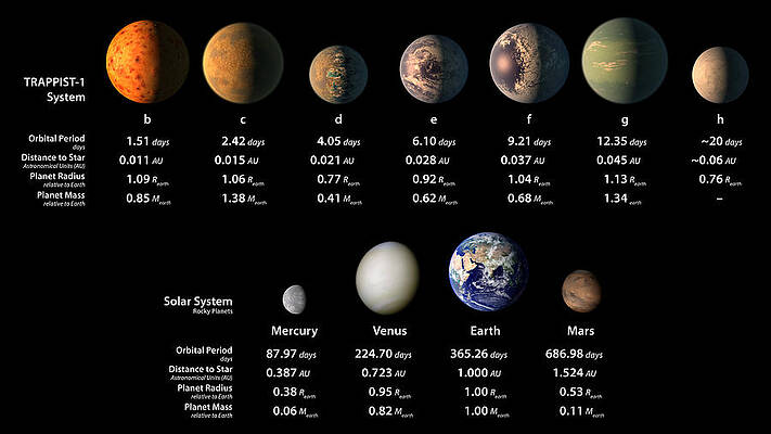 Wall Art - Photograph - Trappist-1 Planets Compared To Solar by Science Source