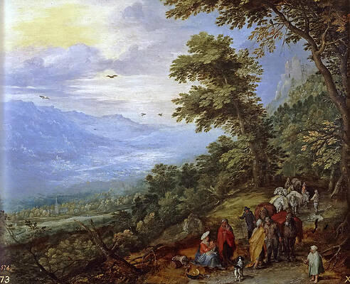 Travelers Meeting Band of Gypsies on Mountain Pass Print by Jan Brueghel the Elder
