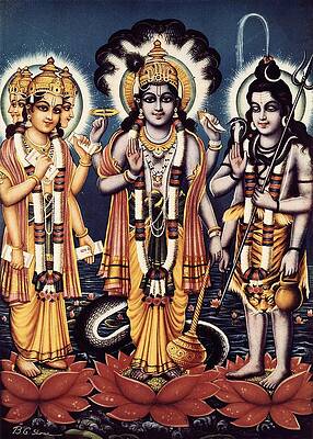 Wall Art - Photograph - Trimurti Three Forms In Sanskrit by Everett