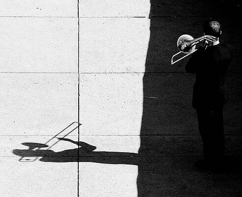 Wall Art - Photograph - Trombone Player by Jian Wang