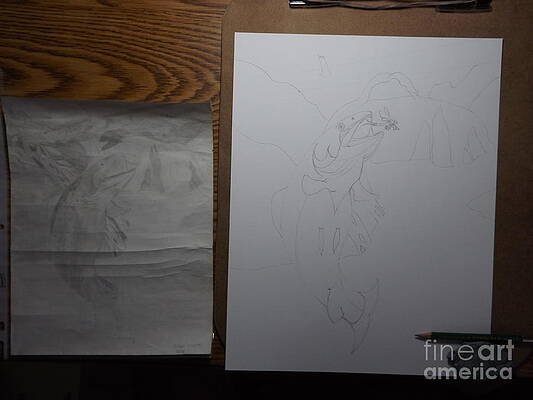 Wall Art - Drawing - Trout stream lay out step 1 by Gerald Strine