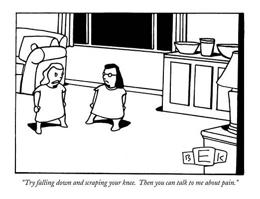 Wall Art - Drawing - Try Falling Down And Scraping Your Knee by Bruce Eric Kaplan