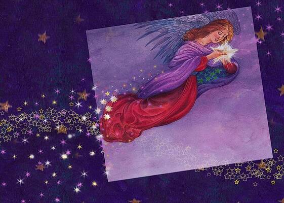 Wall Art - Painting - twinkling Angel with star by Judith Cheng