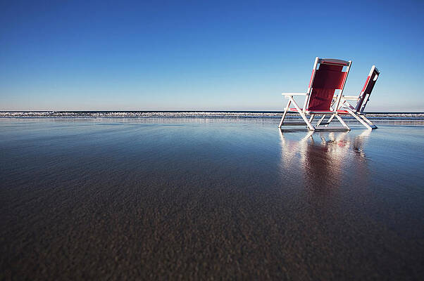 Wall Art - Photograph - Two Beach Chairs On Wet Sand In York by Chris Hackett