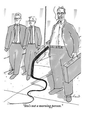 Wall Art - Drawing - Two Businessmen Comment On A Third by Michael Crawford
