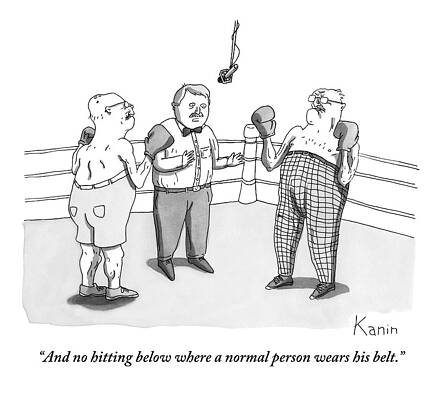 Boxing Drawing - Two Elderly Men Meet In A Boxing Ring by Zachary Kanin
