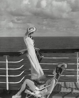 Wall Art - Photograph - Two Models On The Deck Of A Cruise Ship by Edward Steichen