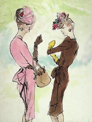 Wall Art - Digital Art - Two Models, Standing Face To Face, Wearing Bright by Carl Eric Erickson