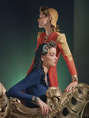 Wall Art - Photograph - Two Models Wearing Evening Gowns by Horst P. Horst