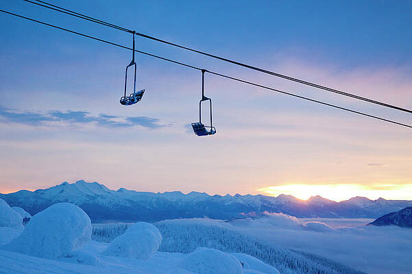 Wall Art - Photograph - Two Ski Lift On Snowy Landscape by Craig Moore
