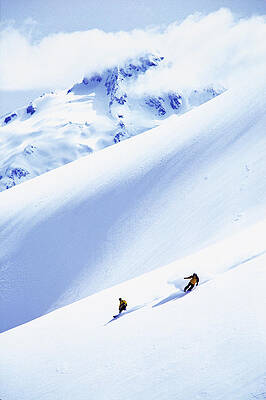 Wall Art - Photograph - Two Snowboarders On An Empty Mountain by Aaron Black