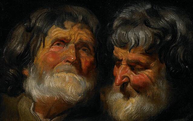 Wall Art - Painting - Two studies of the head of an old man by Jacob Jordaens