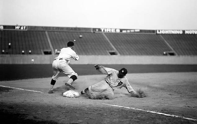 Wall Art - Photograph - Ty Cobb Sliding into Third Base 1924 by Mountain Dreams