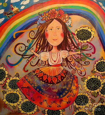 LZIMU Hippie Girl Wall Art Sunflower Woman Canvas Painting Floral Girls Art  Prints Funny Artworks for Women Teen Girls Bedroom Decor (Girl-4, 8x12)