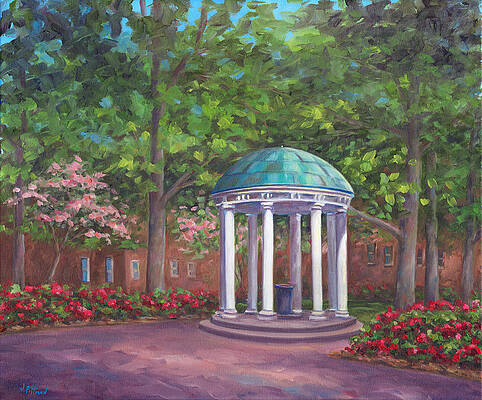 Wall Art - Painting - UNC Old Well in Spring Bloom by Jeff Pittman
