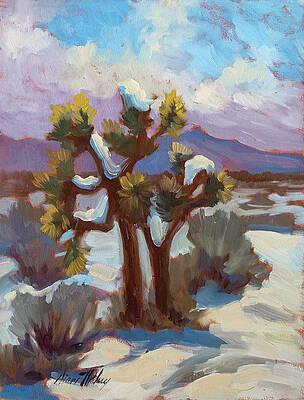 Wall Art - Painting - Unexpected Snowfall at Joshua Tree by Diane McClary