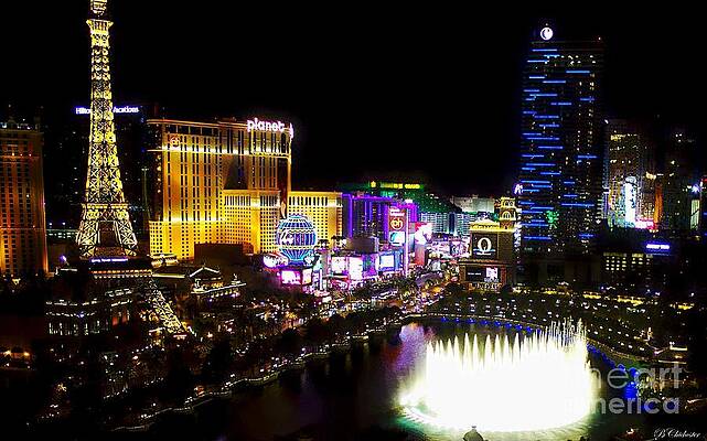 Wall Art - Digital Art - Vegas at Night by Barbara Chichester