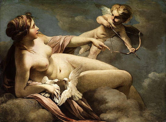 Venus and Cupid Print by Sebastiano Ricci