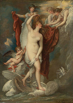 Venus at her Birth attired by the three Graces Print by Benjamin West