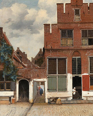 View of Houses in Delft known as The little Street Print by Johannes Vermeer