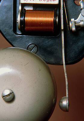 Wall Art - Photograph - View Of The Inside Of A Battery-powered Doorbell by Science Photo Library