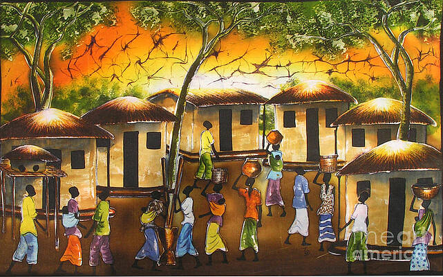 African Village Scenery Painting