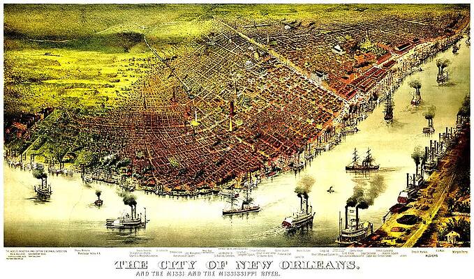 Wall Art - Photograph - Vintage Map of the City of New Orleans by Benjamin Yeager