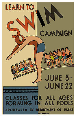  Digital Art - Vintage WPA Learn to Swim Poster by Joy McKenzie